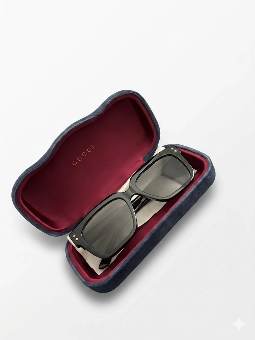 Gucci Black Square Sunglasses with Gold Stud Accents